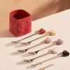 ZISIZ Ceramic Fruit Fork and Dessert Spoon Set