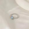 S925 Sterling Silver Aquamarine Pearl Square Ring for Women - Fashionable, Simple, Durable Index Finger Accessory