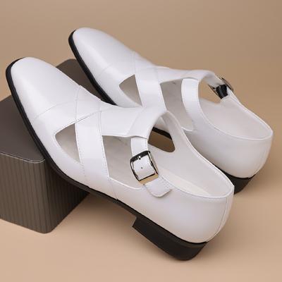 Men's Sandals Luxury Cowhide Leather Sandals Breathable Hollow Out Sandal Designer Men's Gladiators Sandal Casual Beach Sandals
