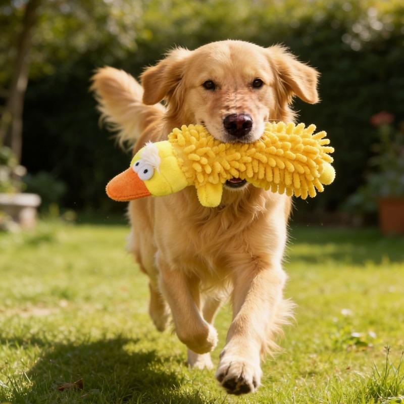 Pet toy - Cartoon animal toy for pet entertainment. Chewable plush toy for teething.