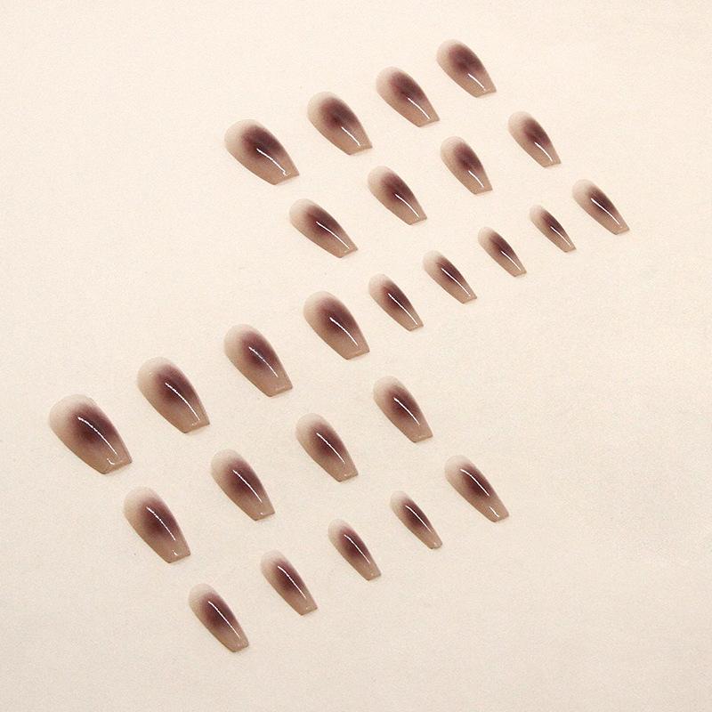 24 Pieces Dry Rose Blush Smudge Ballet Nail Pure Desire Simple Ins Style Nail Art Tablets False Nails