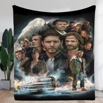 Supernatural TV Series Blanket with Dean Sam and Castiel Soft Cozy Fleece Throw for Fans