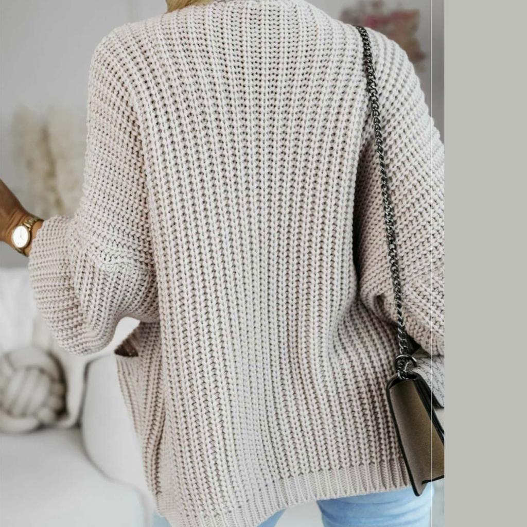 Casual Minimalist Cardigan Knit Outerwear For Women