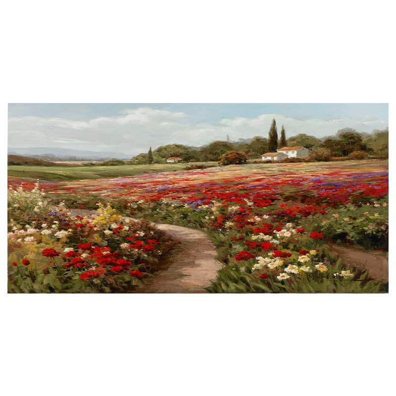 

Абстрактные холщовые постеры и принты Настенная картина для гостиной Маковые поля Пейзаж Импрессионистская масляная живопись 20x40cm NoFrame