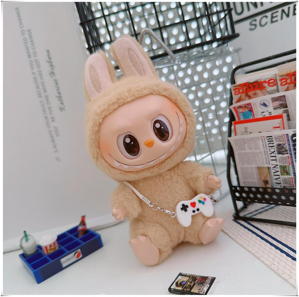 First, Second, and Third Generation Labubu Doll Clothes: 17cm Plush Onesie for 10cm Labubu Dolls, Cute Cartoon Design