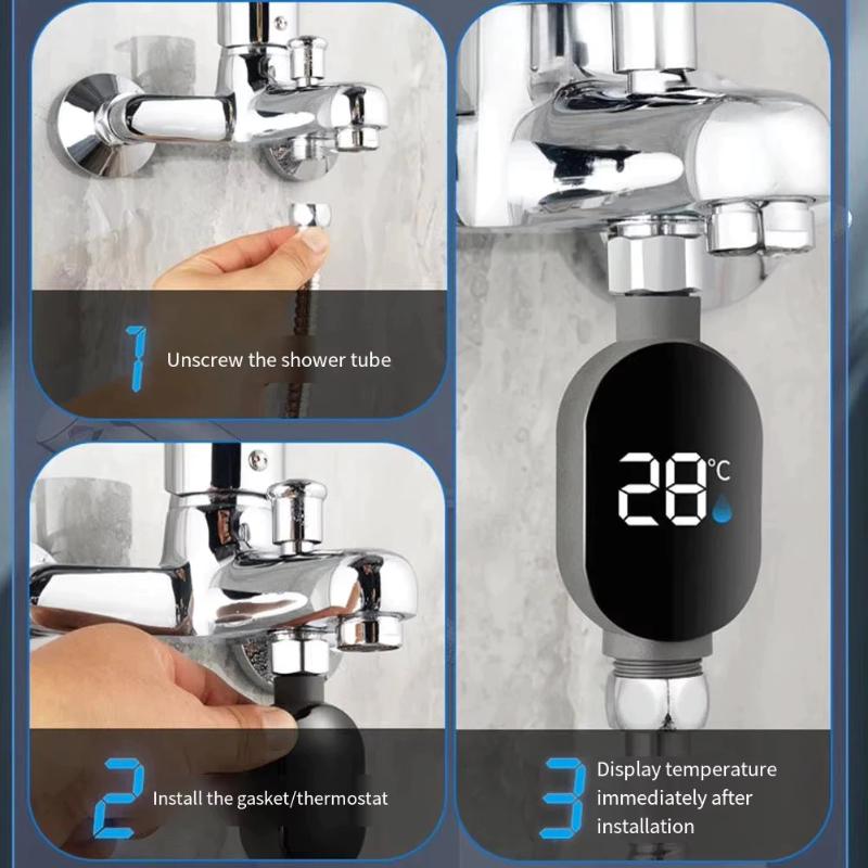 Termometro Acqua Doccia Display LED Impermeabile Termostato Bagno Attivazione Touch Intelligente