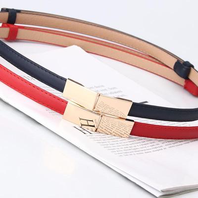 Korean Style Women's Adjustable Dark Leather Belt - All-Match Dress & Sweater Accessory
