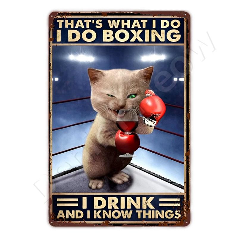 Vintage Metal Sign, That's What I Do I Play Guitar, Dancing Cat, Black Cat, Funny Tin Sign, Rustic Bar, Cafe, Home Decor Gift