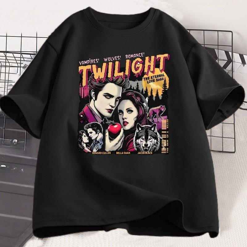 Vintage Twilight Printed T Shirt Book Lover Twilight Saga Comic Tshirt Retro Vampires RoUnisexce Tshirt Casual Short Sleeve Tees