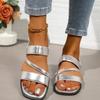 Summer Beach Sandals For Women With Cross Strap Pu Material Lightweight Nonslip For Adult Comfort