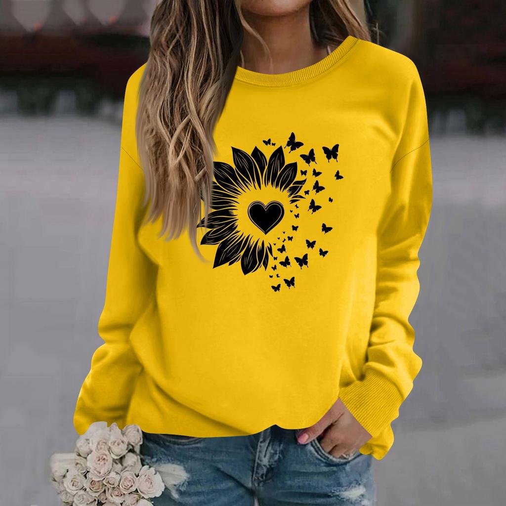 Modă Femei Casual Mânecă Lungă Culoare Solidă Imprimat Gât Rotund Top Hanorac