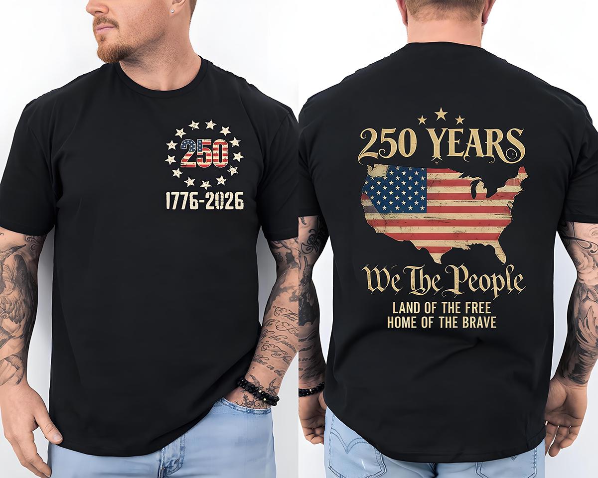 US Flag 250 Years We The People T-Shirt XL