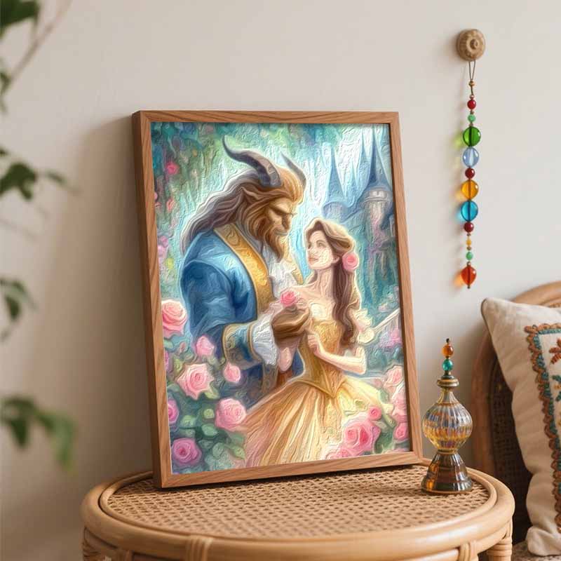 Disney Oil Painting Art Painting Set BeautyandtheBeast Home Wall Decor Handmade Gift
