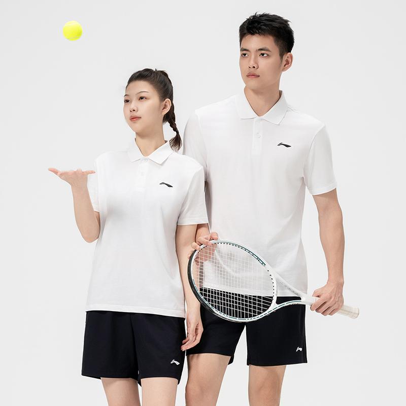 Li Ning Tischtennis Serie Atmungsaktiv Weiche Baumwolle Polo Kurzarm Trainingsspiel Outfit Unisex Sportbekleidung AWBW107-4