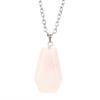 Natural Crystal Stone Mini Coffin Board Pendant Necklace Halloween Necklace Ornament N671