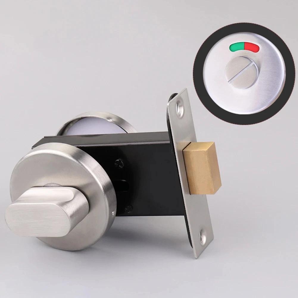 Bathroom Indicator Lock Commercial Keyless Door Lock Universal Barn Door Bolt Stainless Steel WC Toilet Door Lockset Knob