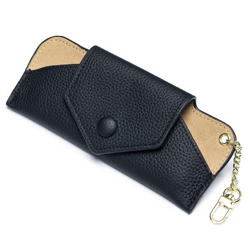 New Leather Literary Glasses Bag Women's High-end Sunglasses Sunglasses Storage Bag Ultra-thin Portable Chain Glasses Bag