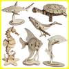 3D Wooden Ocean World Puzzle Animal Model for Children - Handmade Assembly Kit