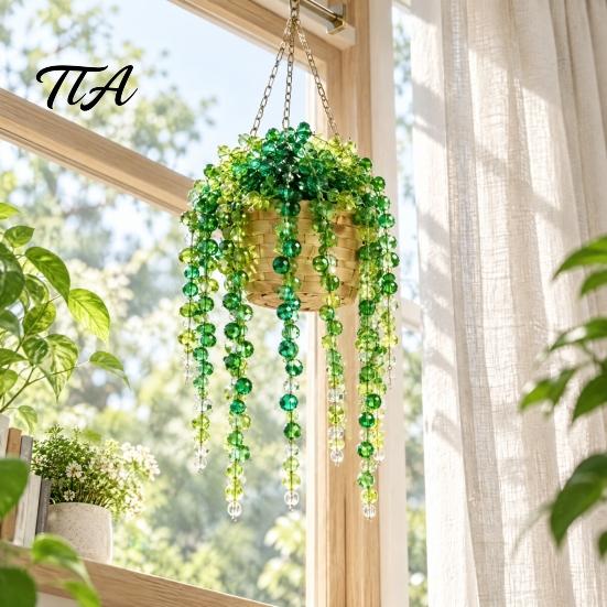 DIY Potted Plant Making Set Beaded Kit, Green Bead Craft Art Hanging And Gift for Adults Crafting Kit Adults, Handmade Gift, Home Desktop Decor