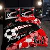 3-teiliges Bettwäscheset Schwarz Rot Fußball-Druck Gemütliches Bettbezug-Set King Queen Twin Einzelgröße Geburtstagsgeschenk Schlafzimmerdeko für Erwachsene