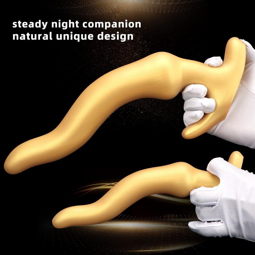 Gold Silicone Anal Plug Super Long Deep Anal Expander Masturbation for Men Adult Sex Toys Fisting Strap on Penis BDSM