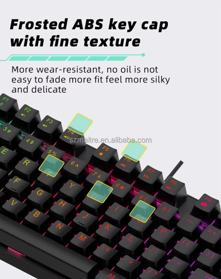 Small Portable 87-Key Wired Mechanical Keyboard RGB New E-sports Game USB Wired Mechanical Gaming Keyboard