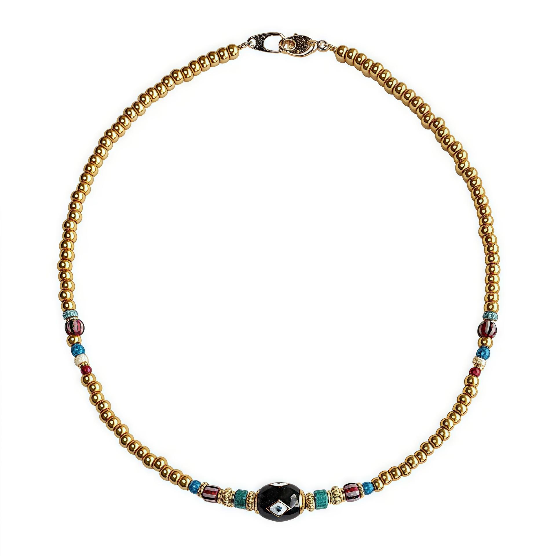 

Color Beaded Dopamine Series Flower Devil S Eye Vitality Cute Stainless Steel Necklace Jewelry