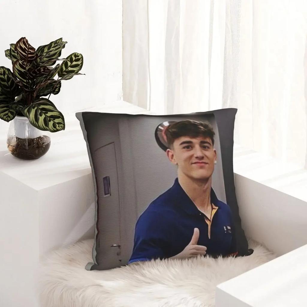 Pablo Gavi Sport Spain Football Pillowcase Printing Polyester Cushion Cover Gift Throw Pillow Case Cover Home Zippered 40X40cm