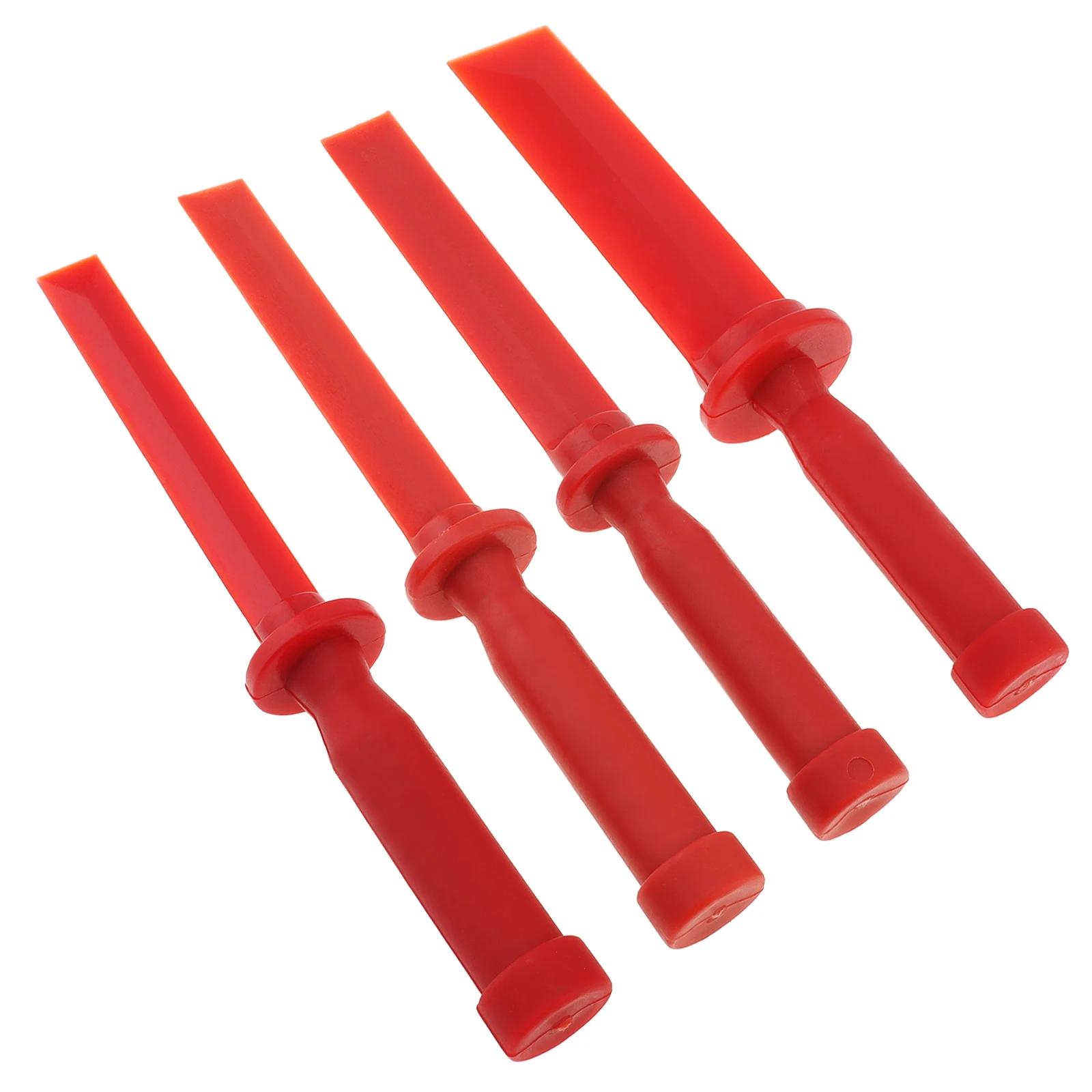 

4pcs Plastic Car Tire Repair Tool Scraper Wheel Balancer for Automotive Debris Adhesive Stick On Tape Removal Weight Balance червоний
