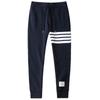 High-Quality Yarn-Dyed Four-Stripe All-Cotton Sweatpants, Unisex Casual Sports Series with Cuffed Long Pants