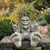 Sasquatch Mittelfinger Lustiger Blumentopf Steingarten Pflanzgefäß Lustige Heimdeko für Terrasse Rasen Garten Innen Außen