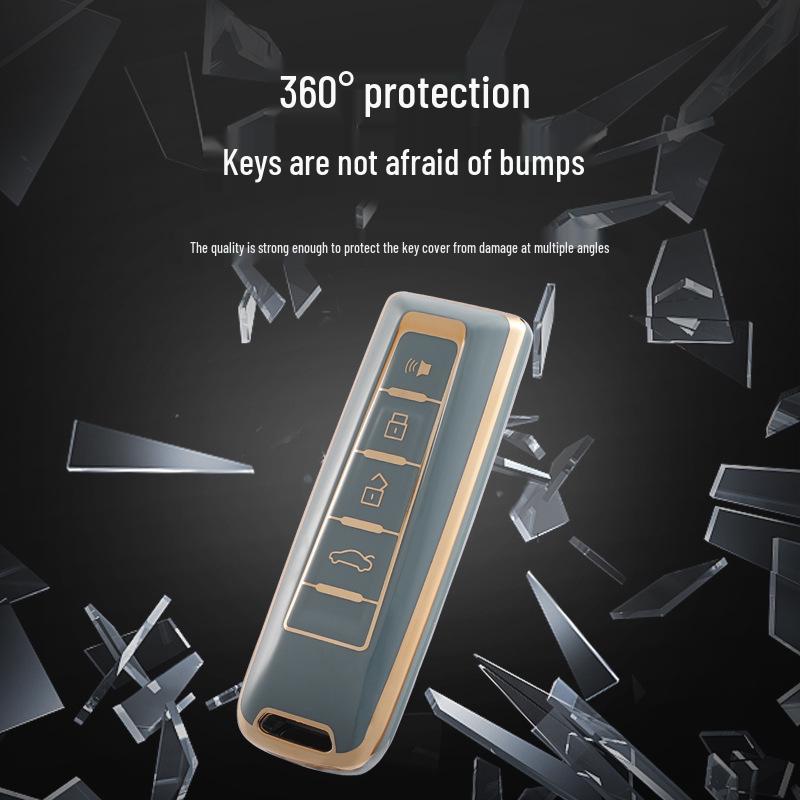 Great Wall WEY TPU Gold Edge Protective Key Cover for WEY/VV5/VV6/VV7 Remote Control