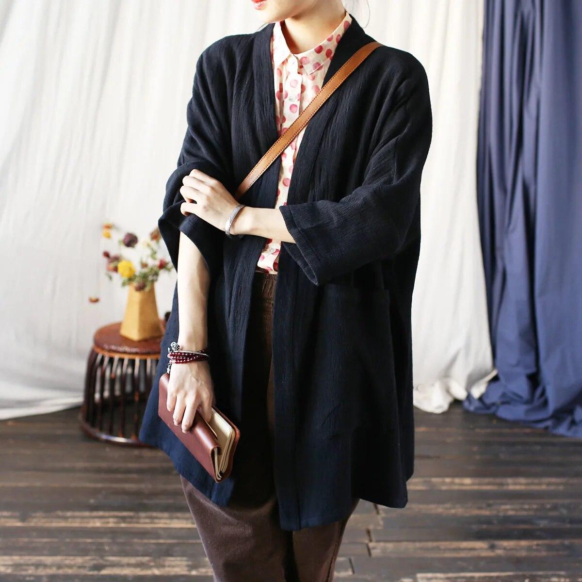 

Johnature женские винтажные рубашки топы однотонные карманы мягкие осенние блузки рубашки с длинным рукавом и v-образным вырезом One Size чёрный