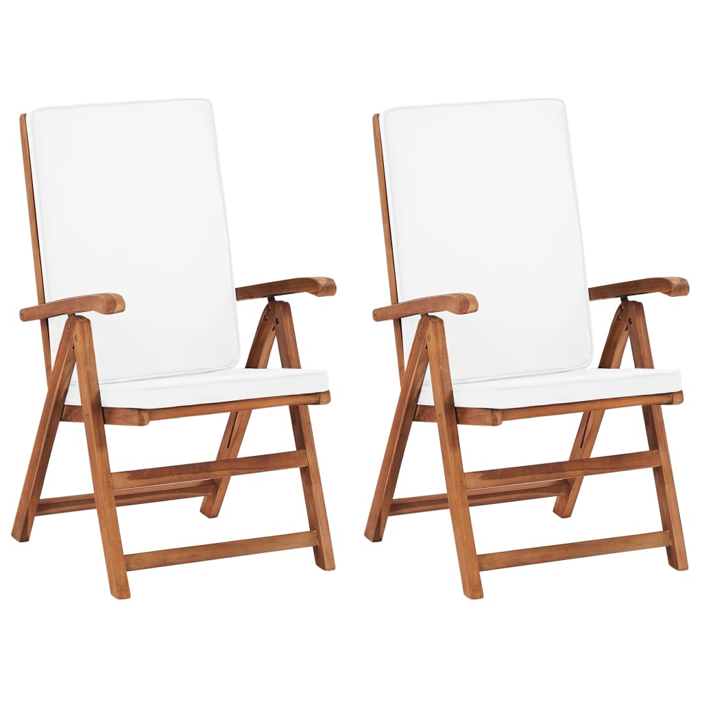 Garden Lounge Chairs 2 pcs. with Cushions Solid Teak Wood