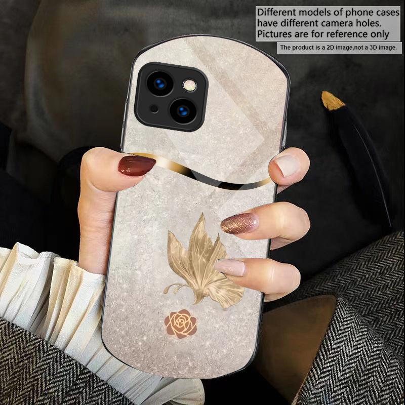 Vol Oosterse elegantie Voor iPhone 17 Air 16 15 14 Pro 13 Plus 12 mini 11 Pro Max XR X 7 8 Elliptisch Gehard Glas Telefoonhoes