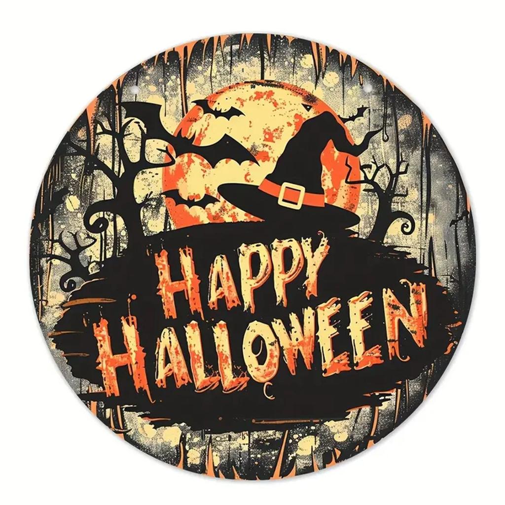 20X20cm Halloween Retro Pumpkin Head Wooden Wreath Logo Home Garden Halloween Horror Decoration Courtyard Wooden Hanging Pendant