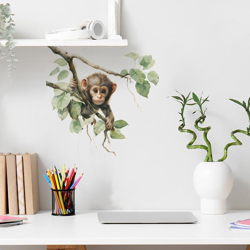 Süßer Affen Wandaufkleber Badezimmer Toilette Dekoration Wohnzimmer Schrank Kühlschrank Heimdekoration