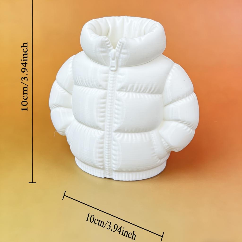 1pc Cute Down Jacket-Shaped Pen Holder, Creative 3D Printed Novelty Coaster Set for Classroom Students, Desktop Stationery