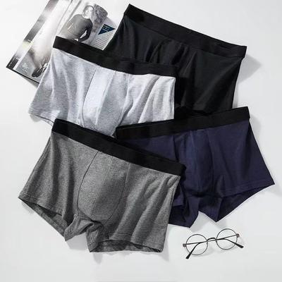 Customized Antibacterial Men's Loose Fit Mid-Rise Seamless Boxer Briefs, Plus Size, Solid Color