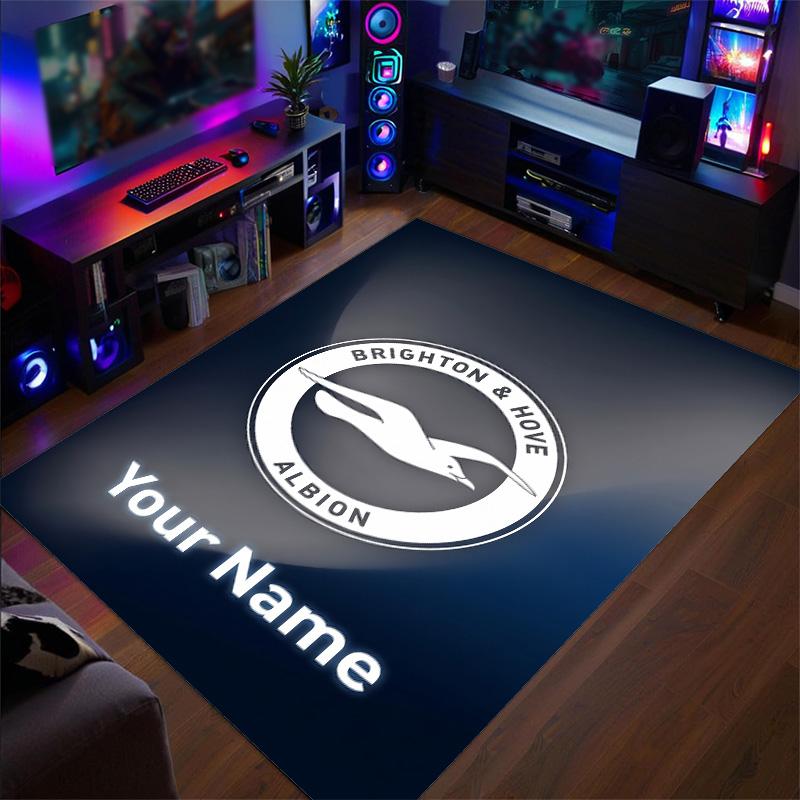 Crystal Velvet Rug Brighton & Hove Albion Football Print Custom Name Text Floor Mat Home Decor