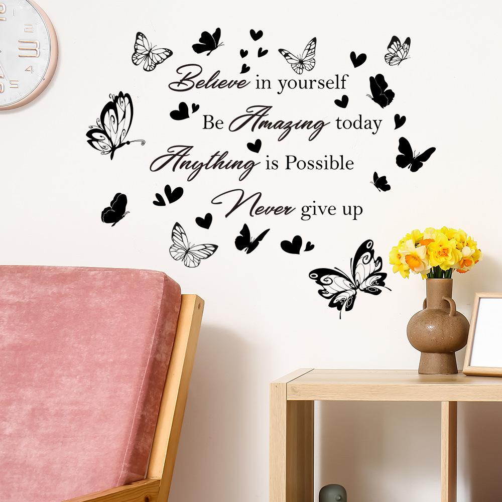WZ9022 Slogan englezesc Fluture Dragoste Dormitor Sufragerie Studiu Înfrumusețare Acasă Decorare Autocolant de perete