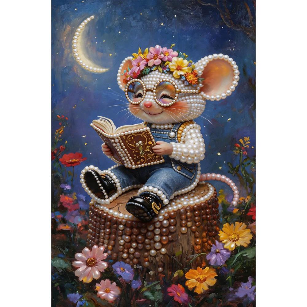 

Уникальный набор для рисования жемчугом и камнями своими руками 30x40 см Мышь за чтением Безрамное искусство Идеальный ручной подарок для взрослых Декор стены дома для любого случая 30x40cm
