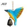Eco Friendly Hanging Ornament Hand Carved Wooden Bird Wind Chime, Rustic Bell Decor Handmade Hummingbird Chimes with Rope, Wood Pendant for