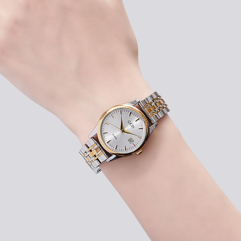 Couple Classic Steel Belt Watch Simple High-End Calendar Waterproof Quartz Watch High-Value Watch