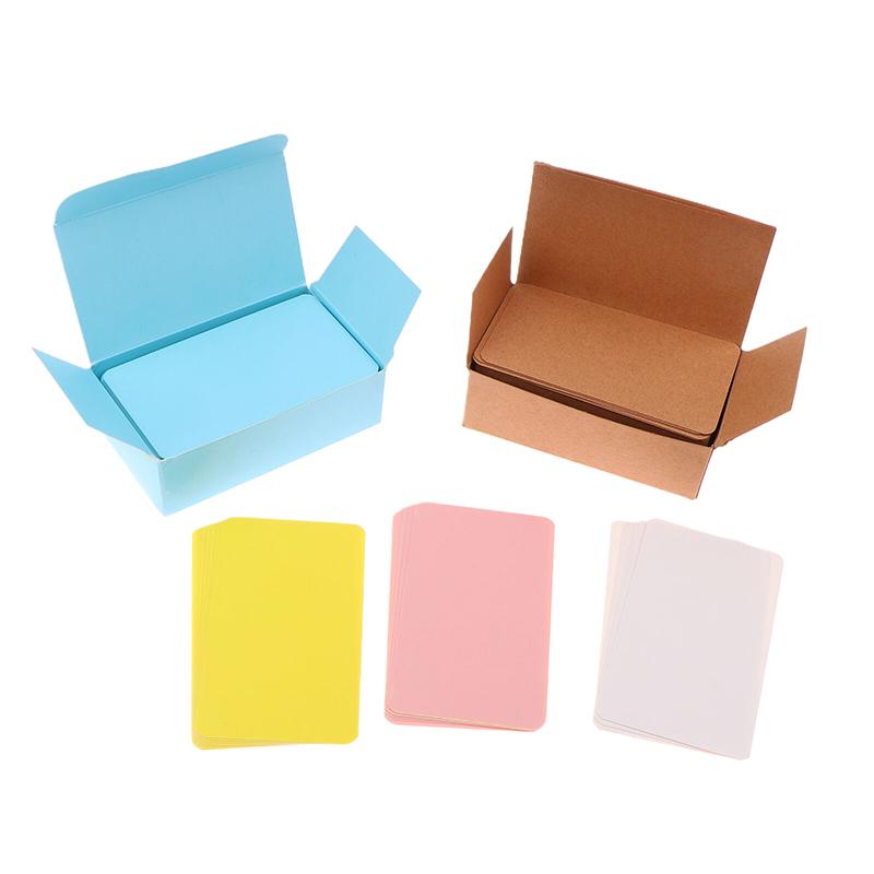 100Pcs/Box Kraft Paper Card Double Sided Word Card Blank Business Card Message Note Thank You Card Writing Card Learning Card