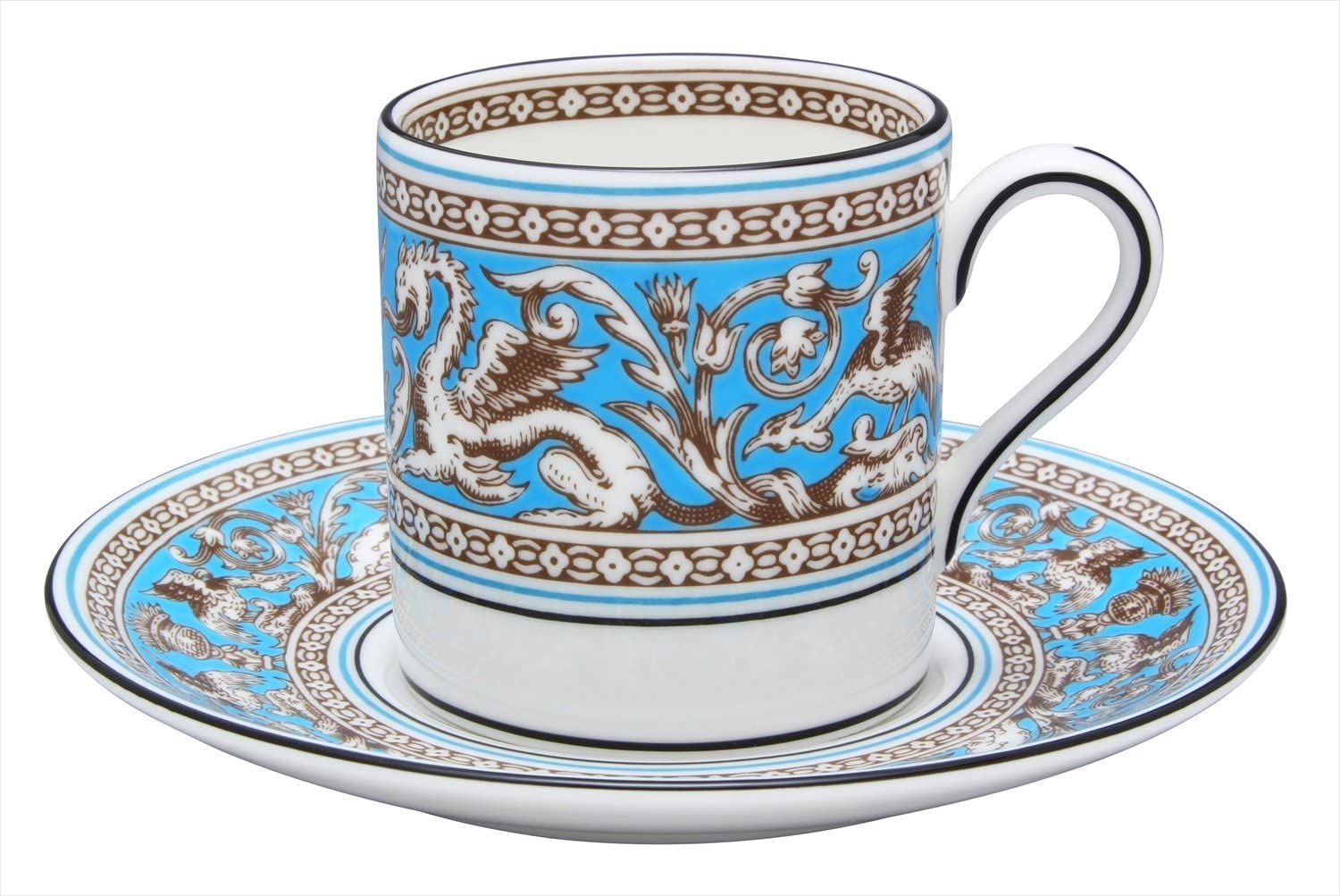 

[Официально импортировано] Wedgwood Florentine Turquoise Чашка и блюдце Bond 100 мл, Свадебный подарок, 1058034