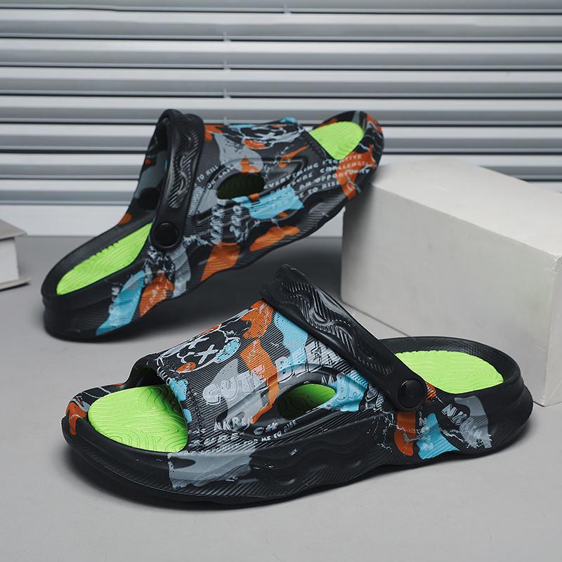

Fashion New Men Massage Slippers Slides Indoor Outdoor Sandals Beach Casual Shoes Comfortable Sole Men s Slippers Big Size 46 39-40 чёрный