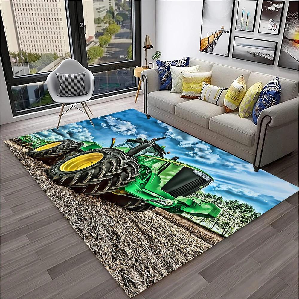 3D Retro Auto Traktor LKW Serie Teppich für Zuhause Wohnzimmer Schlafzimmer Sofa Fußmatte Dekor, Kinderzimmer Teppich Rutschfeste Bodenmatte