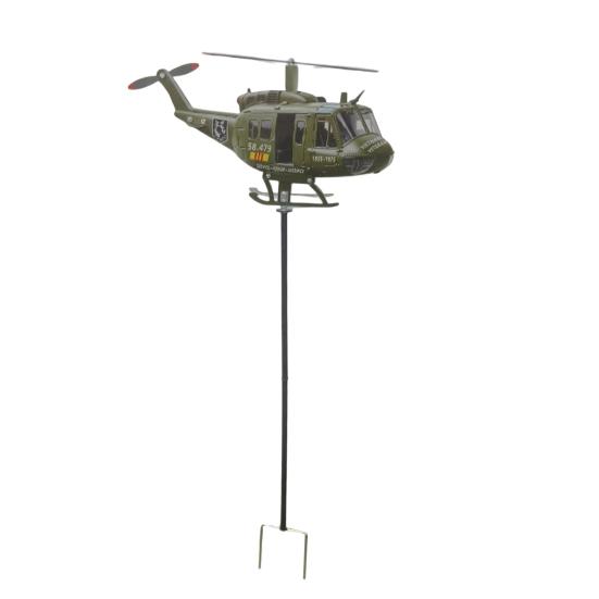 Patriotic Spinner Helicopter Wind with Spinning Windmill Stake Propeller 2D Outdoor Metal Airplane