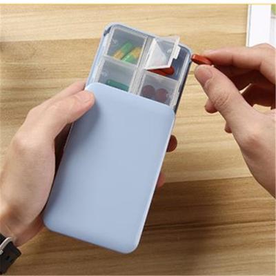 Tragbare Box mit 6 Fächern und Push-Pull-Funktion Tragbare Schmuckschatulle Bunte Medikamentenbox mit Überzug